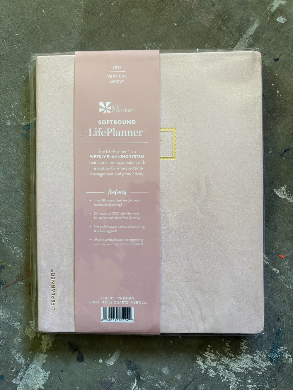 Erin Condren Softbound LifePlanner in Pale Pink with Gold Accent